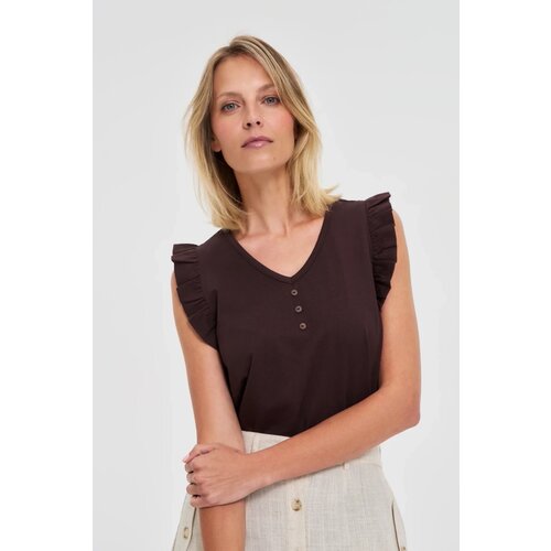 Marisse Brown Blouse With Ruffles On The Shoulders Cijene