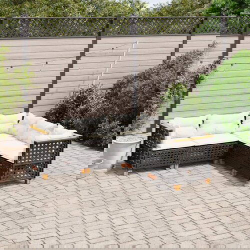  The Living Store Vrtna sedežna garnitura 5-delna z blazinami črn poli ratan - Vrtna Sedežna Garniture, (21475537) Cene