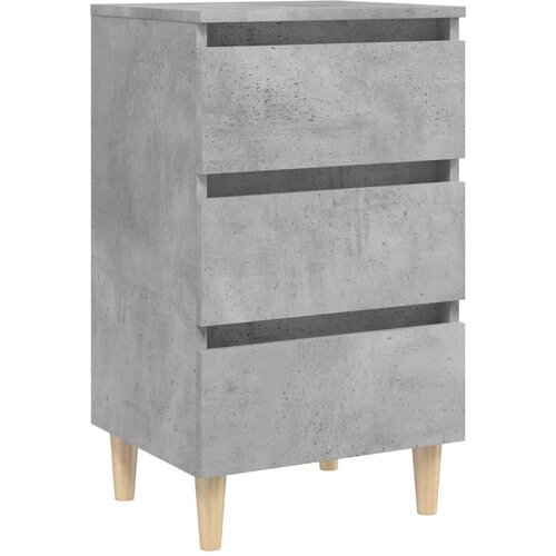 Maison Chic Nočna omarica - Nočna miza z lesenimi nogami betonsko siva 40x35x69 cm, (21688132) Cene