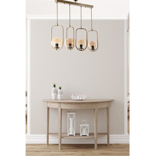 Opviq Ahu 4 Lü Sıralı Bal Camlı Eskitme Sarkıt Copper Chandelier Cene