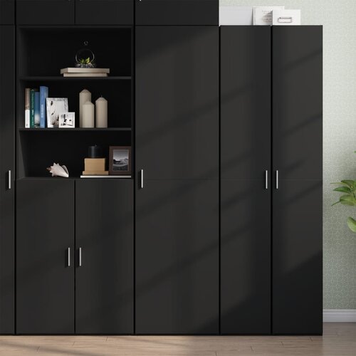 VidaXL Visoka omara črna 50x42,5x185 cm inženirski les Slike