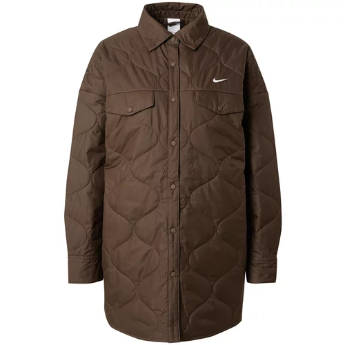 Nike Sportswear Prehodna jakna 'ESSNTL' temno rjava / bela