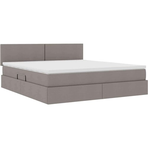  Krevet S LED lampica s pohranom Sivo-smeđa 180 x 200 cm tkanina Slike