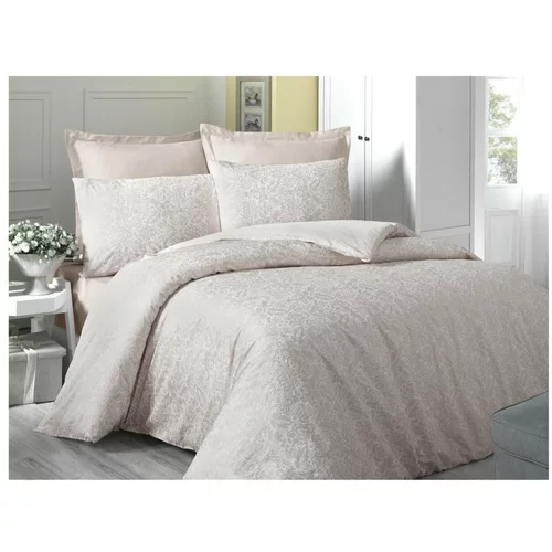 Victoria posteljina od pamučnog satena s plahtom za bračni krevet Cream, 200 x 220 cm