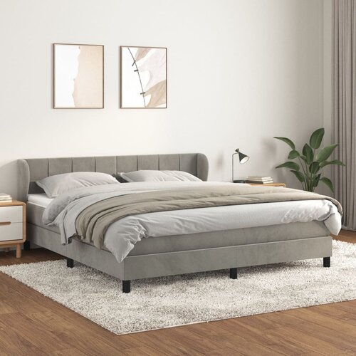 The Living Store Box spring postelja z vzmetnico svetlo siva 180x200 cm žamet - Box Spring Postelja, (21490080) Slike
