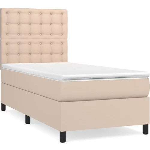 vidaXL Box spring postelja z vzmetnico kapučino 80x200 cm umetno usnje, (20899123)