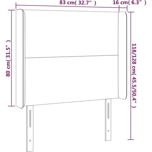  Uzglavlje s u&amp;scaron;ima tamnosivo 83x16x118/128 cm od tkanine Slike