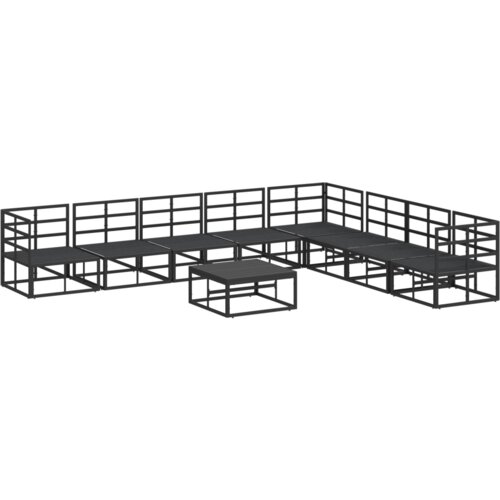 VidaXL Sjedeća garnitura za vrt 9 pcs Crna 70 x 70 x 32 cm Aluminij Slike