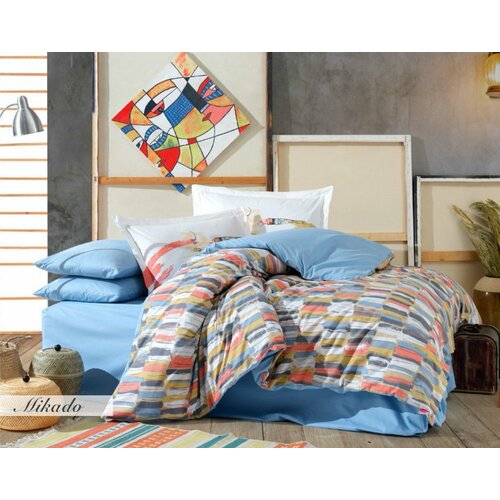 Lessentiel Maison poplin komplet posteljina mikado, 160x220cm, šareno-plava Slike