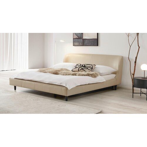 Livetastic oblazinjena postelja 181 cm x 201 cm , les, kovina, usnje bež Cene