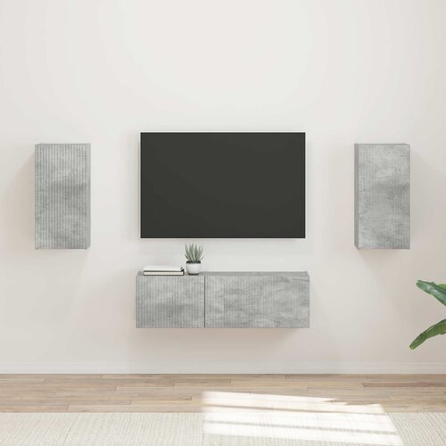  Set zidnog ormarića za TV 4 pcs Betonski sivi Konstruirano drvo Cijene