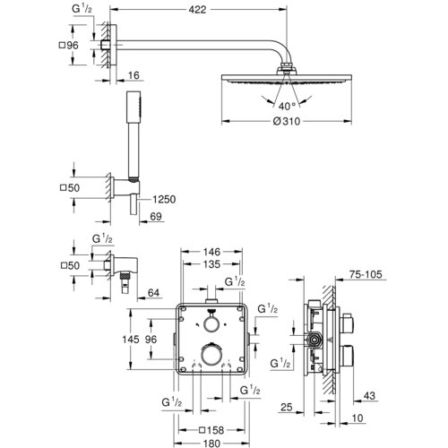 Grohe podometni komplet za prho Grohtherm Perfect (34730000) Cene