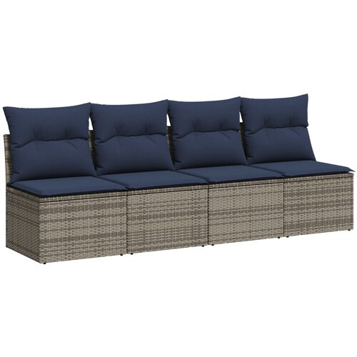 VidaXL Vrtna Sofa s Jastucima za 4 Osobe Siva Poli Ratan Slike