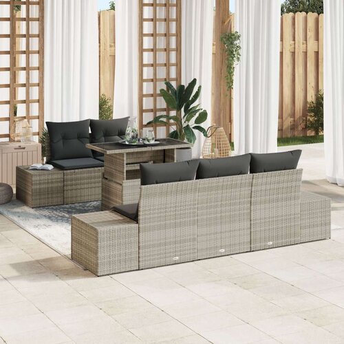  Set vrtnih sofa Set od 6 Bež Ratan i poliester Set vrtnih sofa Slike