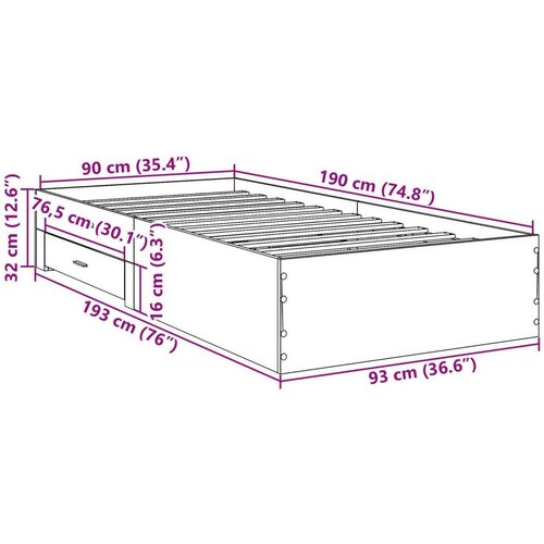  Krevetna Okvir Sonoma Hrast 90x190 cm Konstruirano Drvo Slike