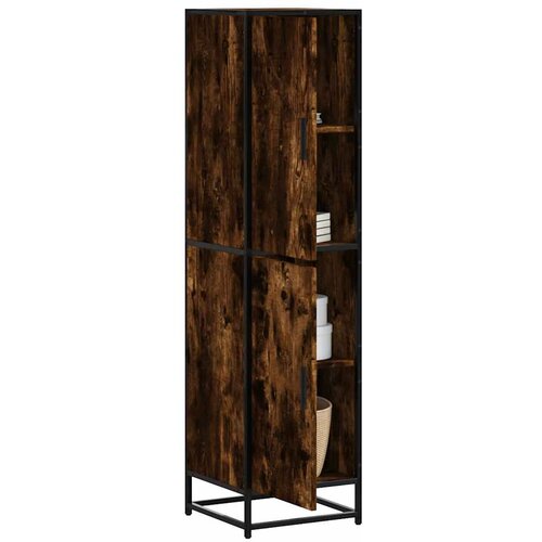vidaXL Visoka omara dimljen hrast 35,5x35x139 cm inž. les in kovina Cene
