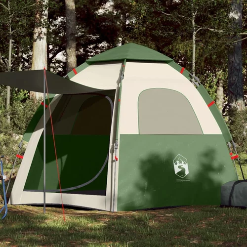 vidaXL Šator s kabinom za kampiranje za 4 osobe zeleni brzo otpuštanje