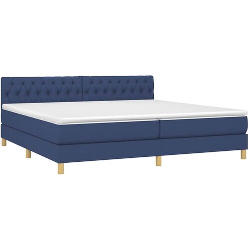  Krevet box spring s madracem LED plavi 200x200 cm od tkanine Slike