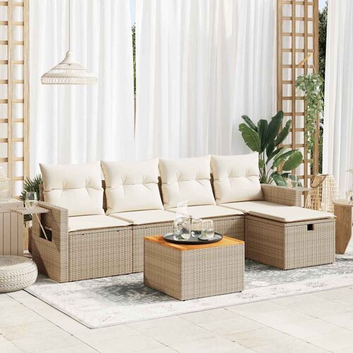 vidaXL 6-dijelni set vrtnih sofa s jastucima bež od poliratana Cijene