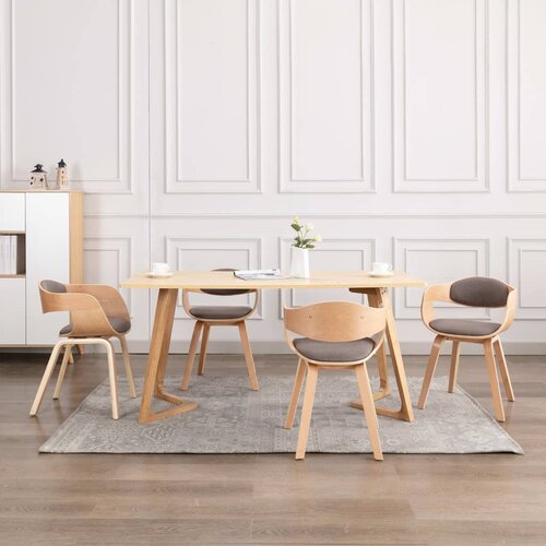  The Living Store Jedilni stoli 4 kosi ukrivljen les in taupe blago - Jedilni Stol, (21502115) Slike