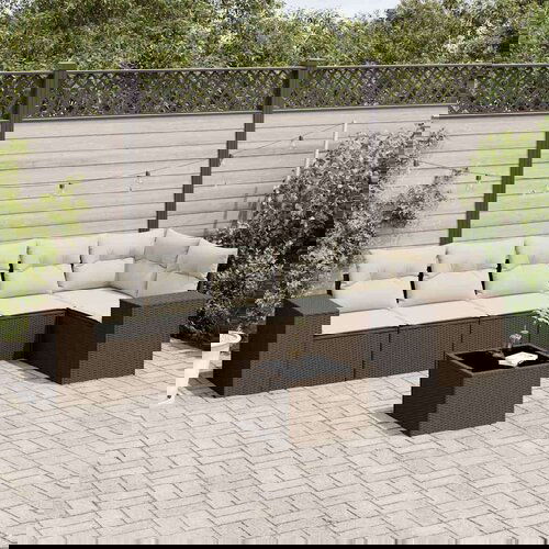 vidaXL 7-dijelni set vrtnih sofa od poliratana s jastucima smeđi Cijene