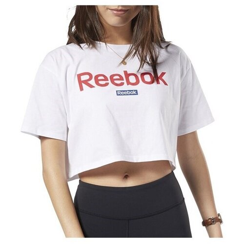 Reebok Majice s kratkimi rokavi Linear Logo Crop Tee Bela Slike