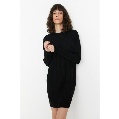 Trendyol Black Knitted Detailed Knitwear Dress Slike