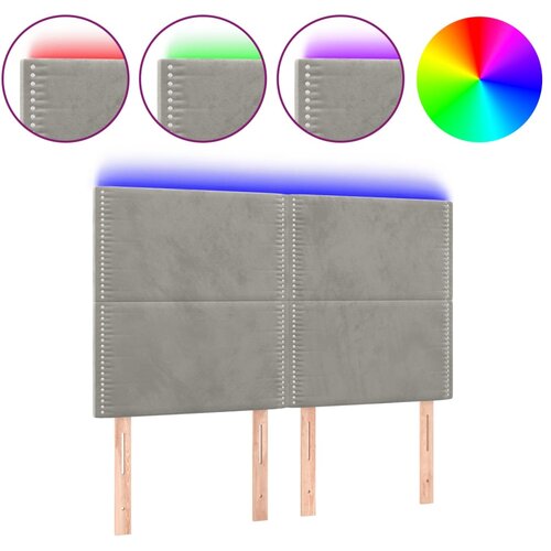 VidaXL LED posteljno vzglavje svetlo sivo 144x5x118/128 cm žamet, (20953743) Slike