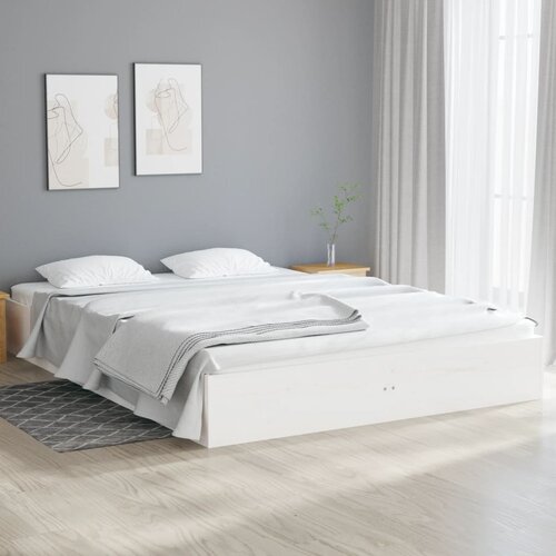  Okvir za krevet od masivnog drva bijeli 135x190 cm bračni Cene