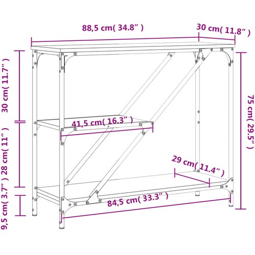 Konzolni stol boja hrasta sonome 88,5x30x75cm konstruirano drvo Slike