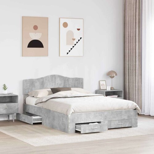  Okvir za krevet s uzglavljem Betonski sivi 160 x 200 cm Slike