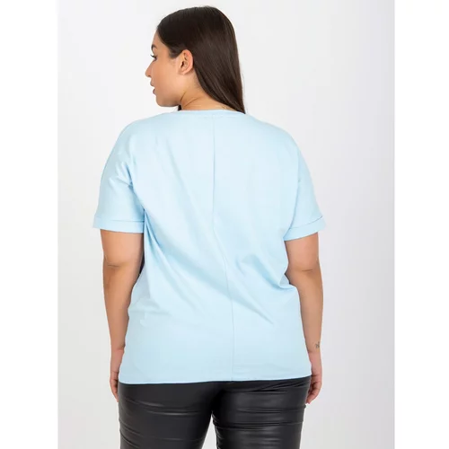 Fashion Hunters Plus size light blue printed t-shirt