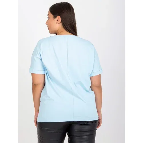 Fashion Hunters Plus size light blue printed t-shirt