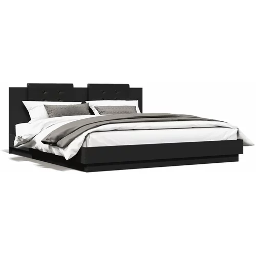 vidaXL Okvir kreveta s uzglavljem crni 180x200 cm konstruirano drvo