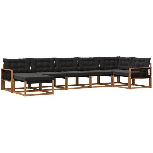 vidaXL Zunanja garnitura za sedenje z blazino 7 pcs Naravna in črna, (5000273239) Cene