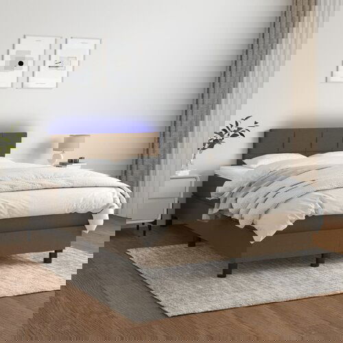 The Living Store Box spring postelja z vzmetnico LED tem. rjava 120x200 cm blago - Box Spring Postelja, (21519225) Cene