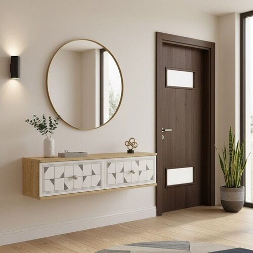 Hanah home komoda Moka 120, 120 cm, hrast Sapphire / bela / srebrna Cene