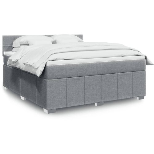 vidaXL Box spring postelja z vzmetnico svetlo siva 180x200 cm blago Cene