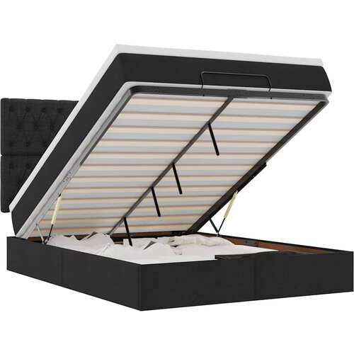 Maison Chic Otomanska Posteljni okvir - Dvoposteljna postelja - Zakonska postelja z vzmetnico & LEDs črna 140x200 cm Tkanina-J193, (21761394) Cene