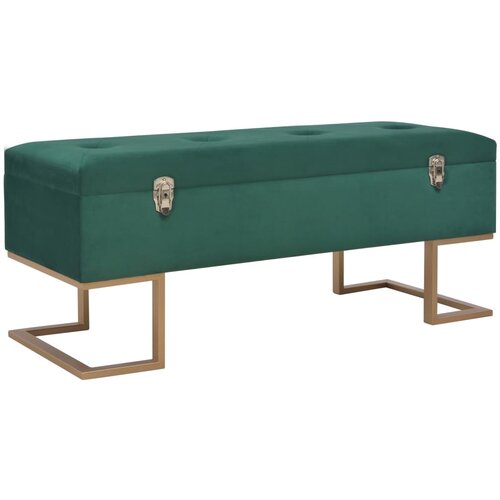 The Living Store Klop s prostorom za shranjevanje 105 cm zelen žamet - Klop, (21493862) Slike
