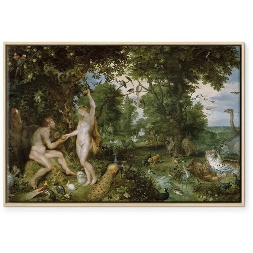  Slika - Peter Paul Rubens &amp;ndash; The Garden of Eden with the Fall of Man 120x80 U prirodnom drvenom okviru Slike