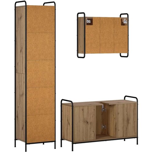  Set ormarića za kupaonicu 3 kom. Hrast artisan 40 x 36 x 181 cm - Hrast artisan Ormar ispod sudopera (1 vrata i 2 police) + vise Slike