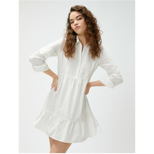 Koton Shirt Dress Embroidered Long Sleeve Ruffle Cotton Slike
