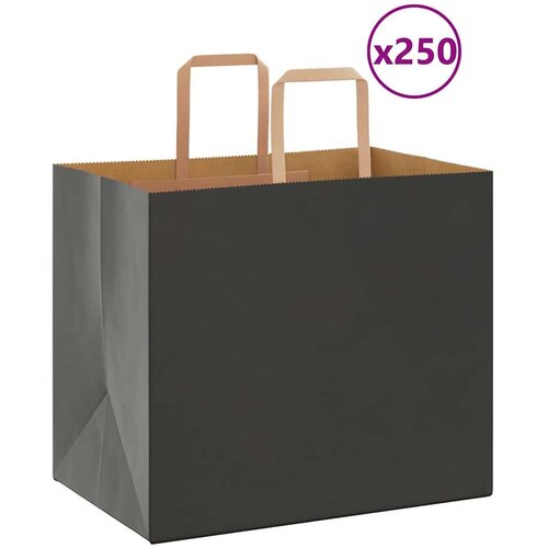  Papirnate vrećice 250 kom s ručkama crne 32x22x28 cm Cijene