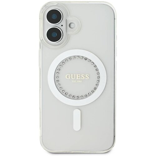 Guess Za&amp;scaron;?itni ovitek za iPhone 16 Strass Ring MagSafe, Bela, (21749260) Slike