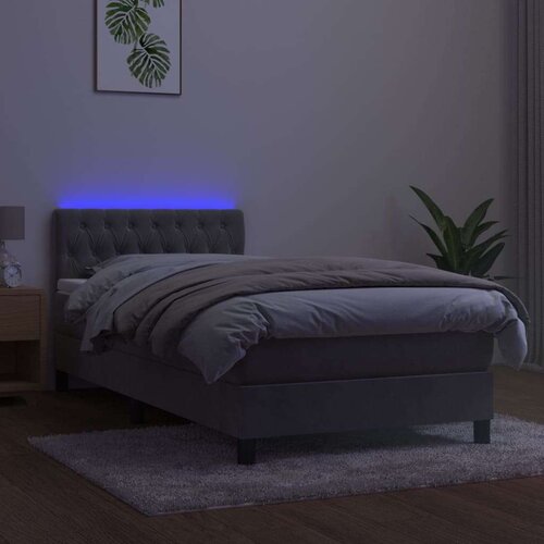  Box spring s madracem LED svjetlosivi 90x190 cm bar&amp;scaron;un Slike