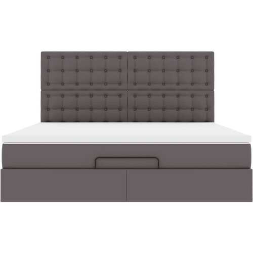 VidaXL Otomanski okvir kreveta s madracem sivi 180x200cm umjetna koža Slike
