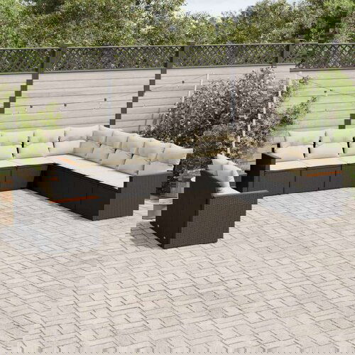  11-dijelni set vrtnih sofa od poliratana s jastucima crni Slike