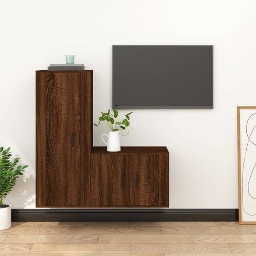 The Living Store Komplet TV omaric 2-delni rjav hrast inženirski les - Komplet TV Omaric, (21373836) Cene
