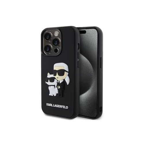 Karl Lagerfeld Originalen ovitek KLHCP15L3DRKCNK za iPhone 15 Pro črna trda zaščita - Full Bodies 3D